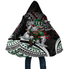 Personalised South Sydney Rabbitohs Cloak Polynesian Tribal Art Style With Powerful Rabbit Mascot
