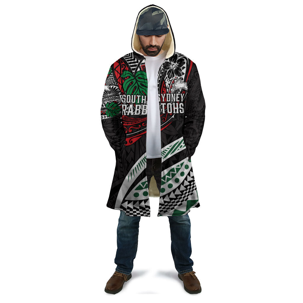 Personalised South Sydney Rabbitohs Cloak Polynesian Tribal Art Style With Powerful Rabbit Mascot