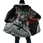 Personalised South Sydney Rabbitohs Cloak Polynesian Tribal Art Style With Powerful Rabbit Mascot