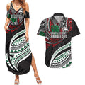 Personalised South Sydney Rabbitohs Couples Matching Summer Maxi Dress and Hawaiian Shirt Polynesian Tribal Art Style With Powerful Rabbit Mascot