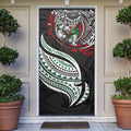 Personalised South Sydney Rabbitohs Door Cover Polynesian Tribal Art Style With Powerful Rabbit Mascot