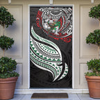 Personalised South Sydney Rabbitohs Door Cover Polynesian Tribal Art Style With Powerful Rabbit Mascot