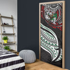 Personalised South Sydney Rabbitohs Door Cover Polynesian Tribal Art Style With Powerful Rabbit Mascot