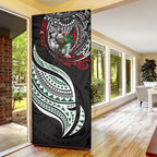 Personalised South Sydney Rabbitohs Door Cover Polynesian Tribal Art Style With Powerful Rabbit Mascot