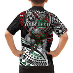 Personalised South Sydney Rabbitohs Family Matching Mermaid Dress and Hawaiian Shirt Polynesian Tribal Art Style With Powerful Rabbit Mascot