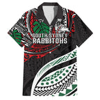 Personalised South Sydney Rabbitohs Family Matching Mermaid Dress and Hawaiian Shirt Polynesian Tribal Art Style With Powerful Rabbit Mascot