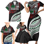Personalised South Sydney Rabbitohs Family Matching Short Sleeve Bodycon Dress and Hawaiian Shirt Polynesian Tribal Art Style With Powerful Rabbit Mascot