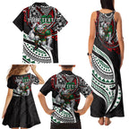 Personalised South Sydney Rabbitohs Family Matching Tank Maxi Dress and Hawaiian Shirt Polynesian Tribal Art Style With Powerful Rabbit Mascot