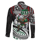 Personalised South Sydney Rabbitohs Family Matching Tank Maxi Dress and Hawaiian Shirt Polynesian Tribal Art Style With Powerful Rabbit Mascot