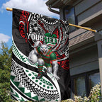 Personalised South Sydney Rabbitohs Garden Flag Polynesian Tribal Art Style With Powerful Rabbit Mascot