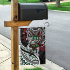 Personalised South Sydney Rabbitohs Garden Flag Polynesian Tribal Art Style With Powerful Rabbit Mascot