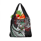 Personalised South Sydney Rabbitohs Grocery Bag Polynesian Tribal Art Style With Powerful Rabbit Mascot