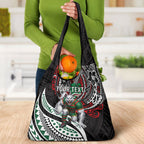Personalised South Sydney Rabbitohs Grocery Bag Polynesian Tribal Art Style With Powerful Rabbit Mascot