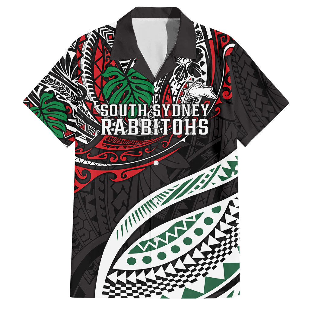 Personalised South Sydney Rabbitohs Hawaiian Shirt Polynesian Tribal Art Style With Powerful Rabbit Mascot
