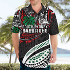 Personalised South Sydney Rabbitohs Hawaiian Shirt Polynesian Tribal Art Style With Powerful Rabbit Mascot