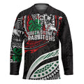 Personalised South Sydney Rabbitohs Hockey Jersey Polynesian Tribal Art Style With Powerful Rabbit Mascot