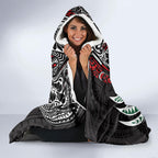 Personalised South Sydney Rabbitohs Hooded Blanket Polynesian Tribal Art Style With Powerful Rabbit Mascot