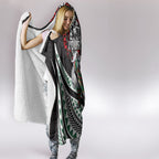 Personalised South Sydney Rabbitohs Hooded Blanket Polynesian Tribal Art Style With Powerful Rabbit Mascot