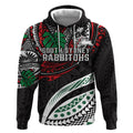 Personalised South Sydney Rabbitohs Hoodie Polynesian Tribal Art Style With Powerful Rabbit Mascot