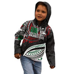 Personalised South Sydney Rabbitohs Kid Hoodie Polynesian Tribal Art Style With Powerful Rabbit Mascot
