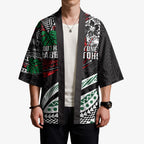 Personalised South Sydney Rabbitohs Kimono Polynesian Tribal Art Style With Powerful Rabbit Mascot