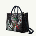 Personalised South Sydney Rabbitohs Leather Bag Polynesian Tribal Art Style With Powerful Rabbit Mascot