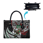 Personalised South Sydney Rabbitohs Leather Bag Polynesian Tribal Art Style With Powerful Rabbit Mascot