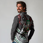 Personalised South Sydney Rabbitohs Long Sleeve Polo Shirt Polynesian Tribal Art Style With Powerful Rabbit Mascot