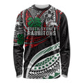 Personalised South Sydney Rabbitohs Long Sleeve Shirt Polynesian Tribal Art Style With Powerful Rabbit Mascot