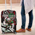 Personalised South Sydney Rabbitohs Luggage Cover Polynesian Tribal Art Style With Powerful Rabbit Mascot