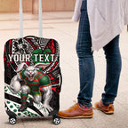 Personalised South Sydney Rabbitohs Luggage Cover Polynesian Tribal Art Style With Powerful Rabbit Mascot