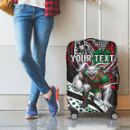 Personalised South Sydney Rabbitohs Luggage Cover Polynesian Tribal Art Style With Powerful Rabbit Mascot