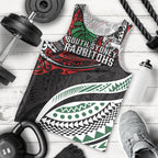 Personalised South Sydney Rabbitohs Men Tank Top Polynesian Tribal Art Style With Powerful Rabbit Mascot