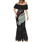 Personalised South Sydney Rabbitohs Mermaid Dress Polynesian Tribal Art Style With Powerful Rabbit Mascot
