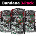 Personalised South Sydney Rabbitohs Neck Gaiter Polynesian Tribal Art Style With Powerful Rabbit Mascot