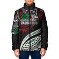 Personalised South Sydney Rabbitohs Padded Jacket Polynesian Tribal Art Style With Powerful Rabbit Mascot