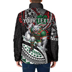 Personalised South Sydney Rabbitohs Padded Jacket Polynesian Tribal Art Style With Powerful Rabbit Mascot
