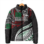 Personalised South Sydney Rabbitohs Padded Jacket Polynesian Tribal Art Style With Powerful Rabbit Mascot