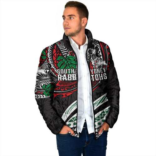 Personalised South Sydney Rabbitohs Padded Jacket Polynesian Tribal Art Style With Powerful Rabbit Mascot