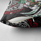 Personalised South Sydney Rabbitohs Pillow Cover Polynesian Tribal Art Style With Powerful Rabbit Mascot