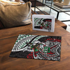 Personalised South Sydney Rabbitohs Puzzle Polynesian Tribal Art Style With Powerful Rabbit Mascot