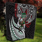 Personalised South Sydney Rabbitohs Quilt Polynesian Tribal Art Style With Powerful Rabbit Mascot