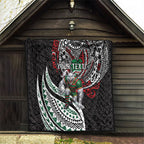 Personalised South Sydney Rabbitohs Quilt Polynesian Tribal Art Style With Powerful Rabbit Mascot