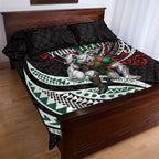 Personalised South Sydney Rabbitohs Quilt Bed Set Polynesian Tribal Art Style With Powerful Rabbit Mascot