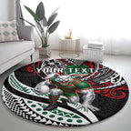 Personalised South Sydney Rabbitohs Round Carpet Polynesian Tribal Art Style With Powerful Rabbit Mascot