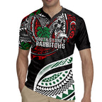 Personalised South Sydney Rabbitohs Rugby Jersey Polynesian Tribal Art Style With Powerful Rabbit Mascot