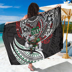 Personalised South Sydney Rabbitohs Sarong Polynesian Tribal Art Style With Powerful Rabbit Mascot