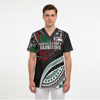 Personalised South Sydney Rabbitohs Scrub Top Polynesian Tribal Art Style With Powerful Rabbit Mascot
