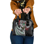 Personalised South Sydney Rabbitohs Shoulder Handbag Polynesian Tribal Art Style With Powerful Rabbit Mascot