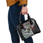 Personalised South Sydney Rabbitohs Shoulder Handbag Polynesian Tribal Art Style With Powerful Rabbit Mascot